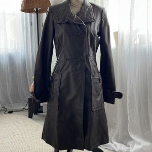 Mango leather trench coat